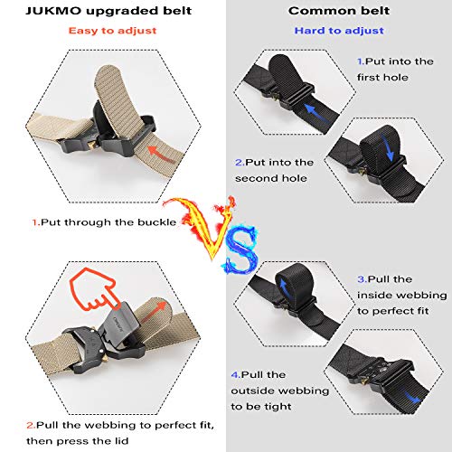 Image of JUKMO Tactical Belt, Military Hiking Rigger 1.5 inch Nylon Web Work Belt | Heavy Duty Quick Release Aluminum Alloy Buckle & Stretch Belt Strap