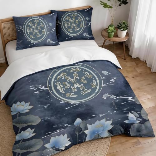 Housse de couette 180x200 microfibre impression 3D lotus - 4