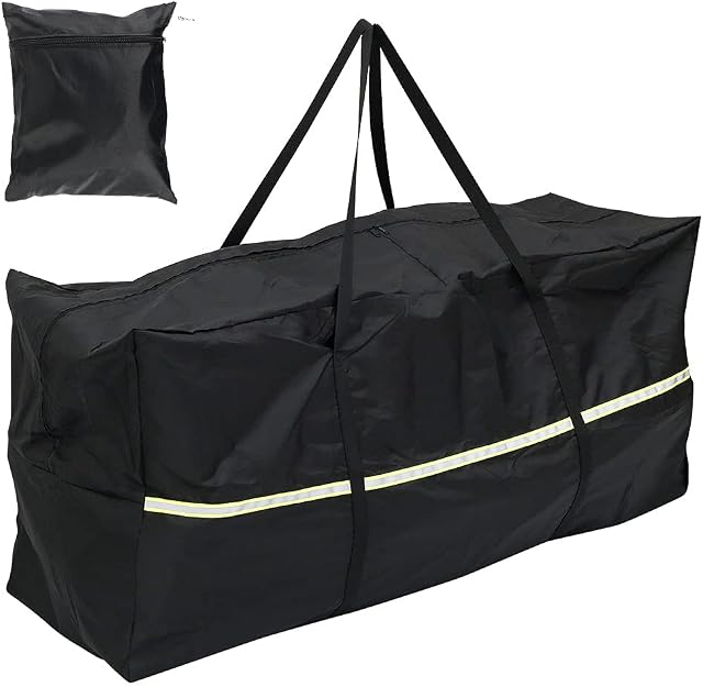 Garden Furniture Cushion Storage Bag Waterproof Heavy Duty 210D Oxford Fabric Rip Proof Storage Foldable Bag with Handle and Zipper for Christmas Tree, Outdoor Garden Patio Cushion Cover (122*39*55cm)