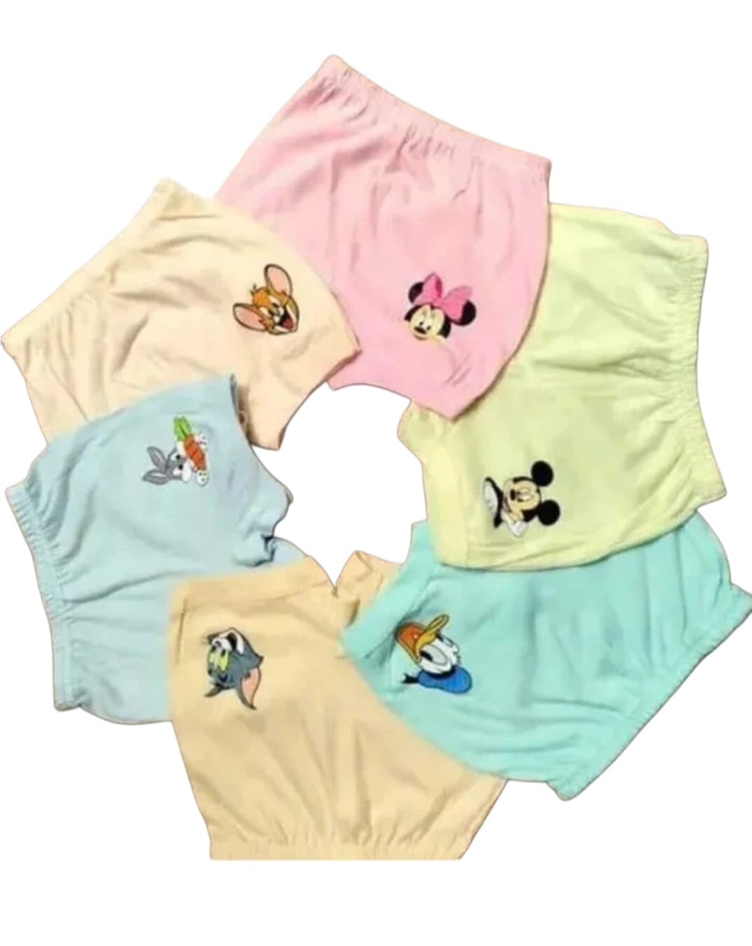 100% Soft Cotton Regular Fit & Comfortable Kids Innerwear Bloomers Panty for Baby Girls and Boys (Pack of 6)-image-0