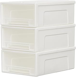 Cetomo 5L*3 Cajones de almacenamiento apilables de plástico, caja de almacenamiento, contenedores multiusos para dormito...
