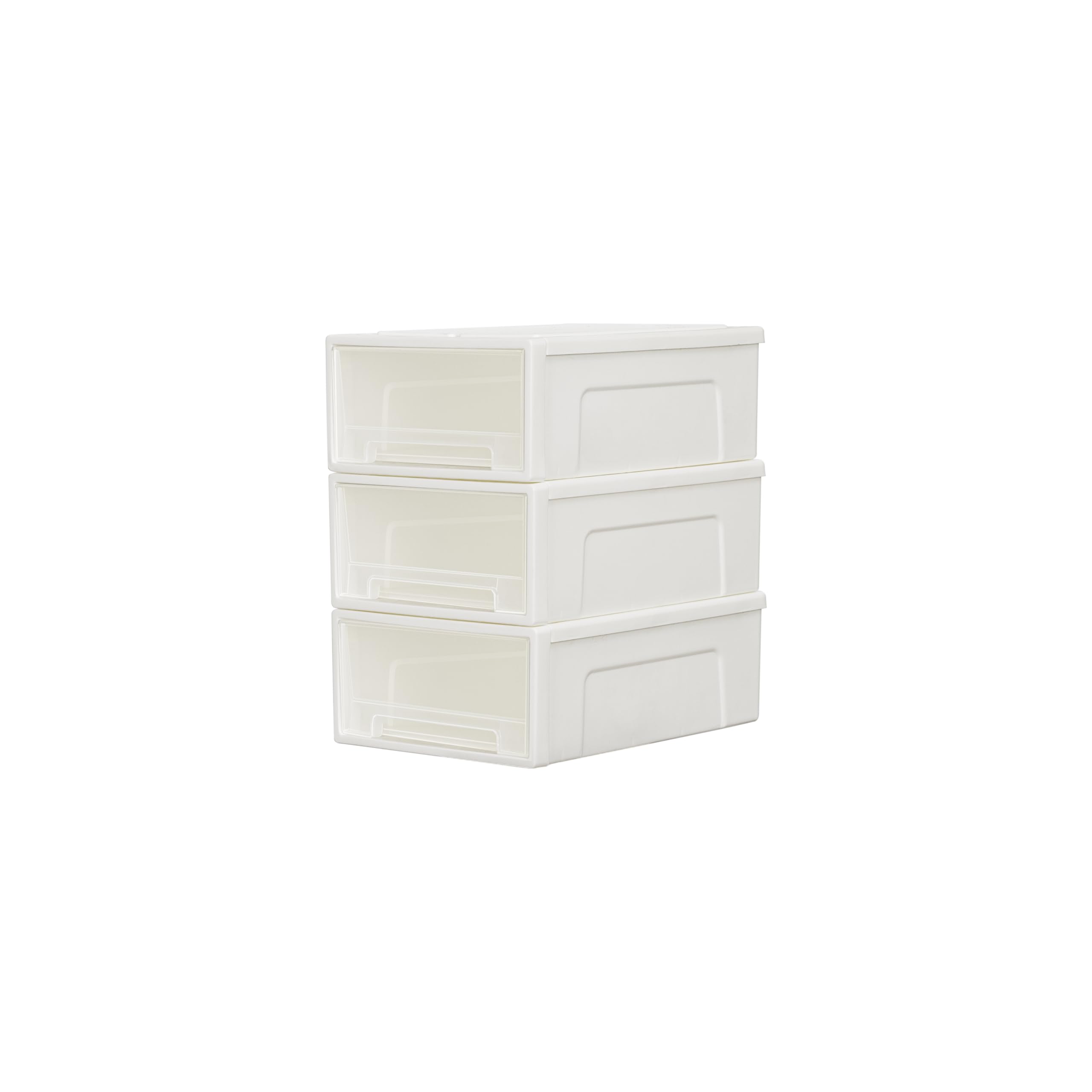 Cetomo 5L*3 Plastic Storage Drawers Unit, Office Desk Organizers, Drawer Organizer, Storage Box, Stackable Tower for Desktop, Bedroom, Dorm, Cosmetics, Durable PP, BPA Free, White & Clear, 5L-3 Pack