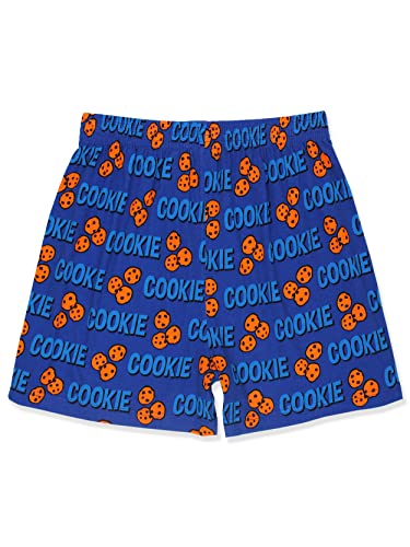 Sesame Street Cookie Monster Men's Button Fly Boxer Lounge Shorts (Large, Blue) #TOP2