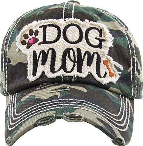 Image of KBETHOS Dog Cat Mom Dad Theme Womens Baseball Cap Distressed Vintage Unconstructed Embroidered Patch Hat