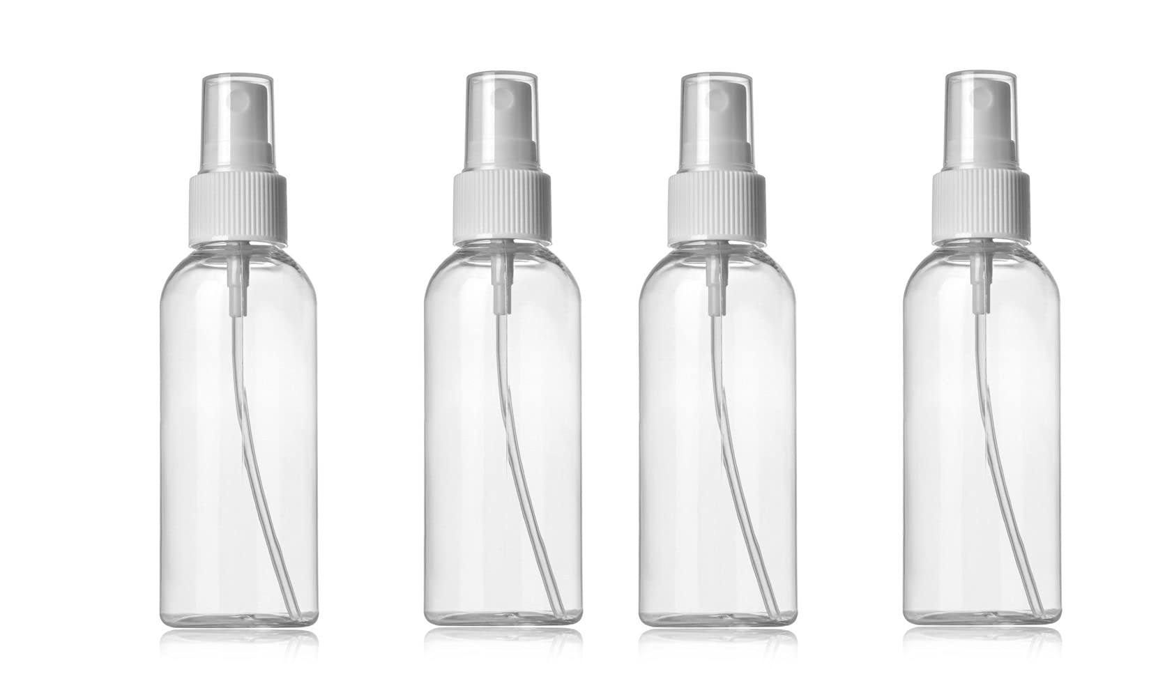 Namaskaram 100ml Empty Refillable Fine Mist Sprayer Spray Bottle Atomizer with Ultra-Fine Mist Pump,1 Pc,100 ml,Pet Plastic,Transparent (Pack of 4)