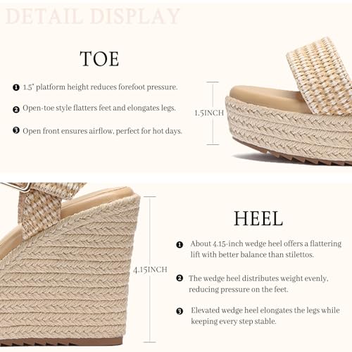 Image of VICKI.VICKI Women's Platform Sandals Wedge Ankle Strap Open Toe Sandals