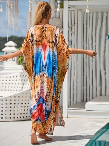 Image of Kaftan Dresses for Women Plus Size Bathing Suit Cover up Caftan Maxi Beach Dresses
