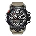 Herren Digitale Armbanduhr, Military Sport Analog-Digital Chronograph Uhren für Männer, Big, 56 mm Wasserdicht LED Harz Gurt Armbanduhr (Khaki)