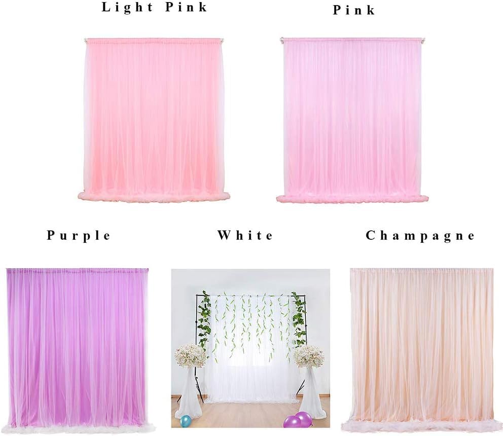 Image of 2pcs Backdrop Decoration Net Tulle Large Size, Nylon Made, Reusable, Soft, Wrinkled Free, 8 x 5 ft Each, Cabana Tent Party Decoration Items for Birthday, Anniversary (White)