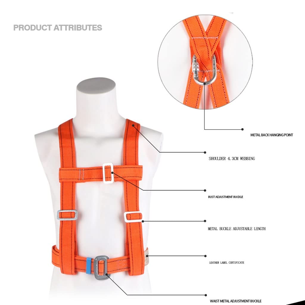 SwaYve Harnais de Sécurité Pour Le Travail Aérien, Harnais Antichute Complet, Harnais de Protection Contre Les Chutes À Hauteur de Ceinture Réglable Avec Crochet/5M