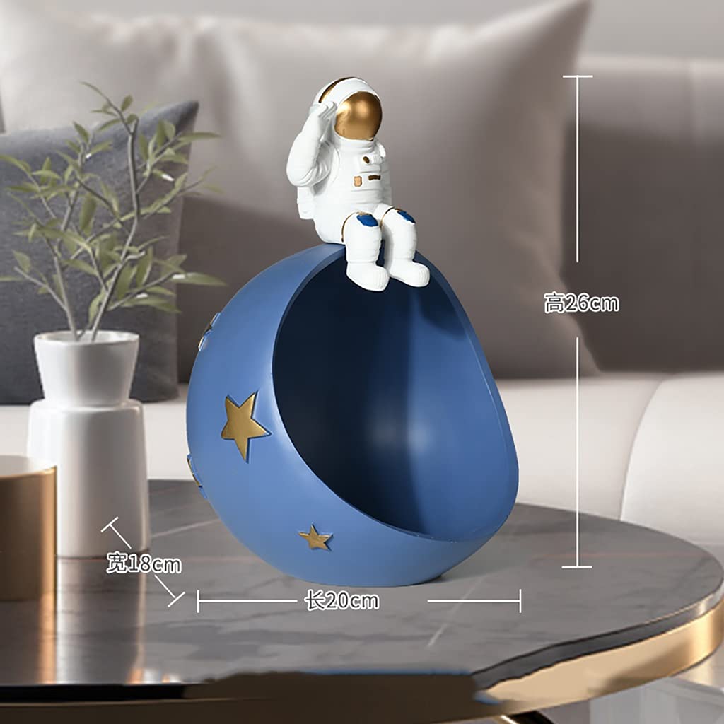 Portachiavi E Vassoio Decorativo A Forma Di Astronauta - In Resina E Acciaio, 17 Cm