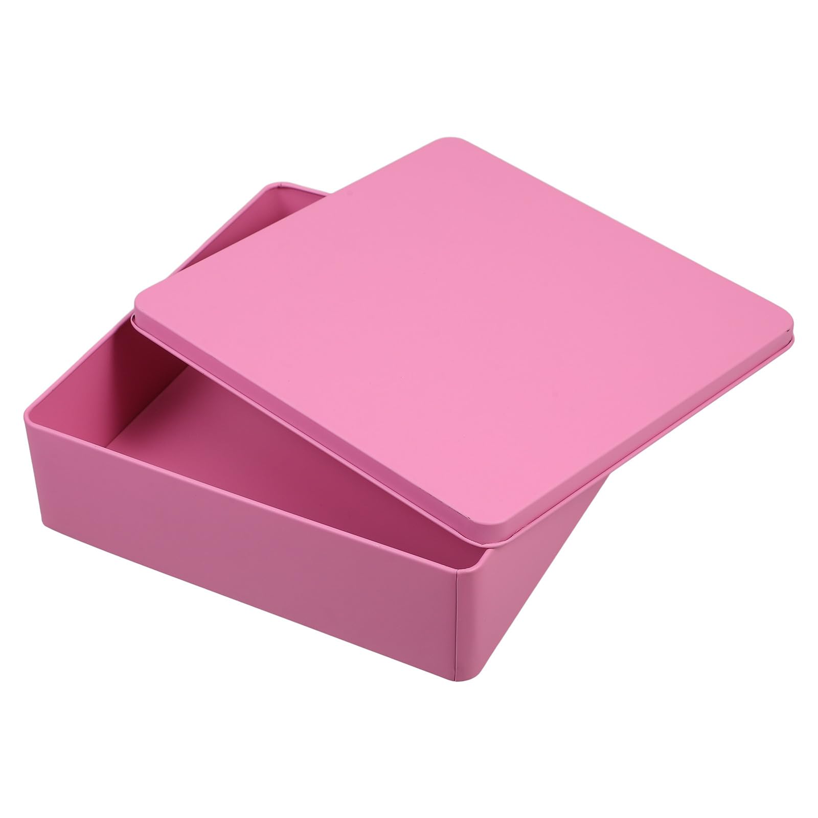 Lata metálica cuadrada extragrande rosa con tapa hermética para guardar galletas en la cocina