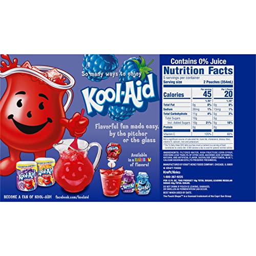 Kool-Aid Jammers Blue Raspberry Flavored Kids 0% Juice Drink (10 Ct Box, 6 Fl Oz Pouches) #TOP7