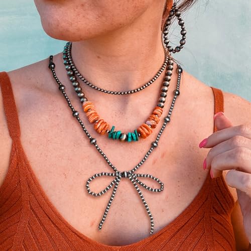 Navajo Pearl Bow Necklace Western Jewelry for Women Cowgirl Turquoise Necklaces Jewelry2