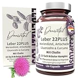 Mariendistel Kapseln hochdosiert 80% Silymarin, Artischocken, Ingwer, Löwenzahn, Curcuma - Mit Cholin für die Leber - Vitamine und Naturkräuter für 2 Monate - Vegan - Milk thistle