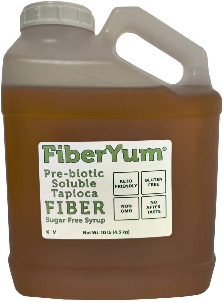 FiberYum Pre-Biotic Soluble Fiber Syrup from Tapioca/Cassava, New Formula, No IMO’s, Vegan, Non-GMO, Corn-Free, 10 Pound