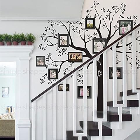 Staircase Family Tree Wall Decal Tree Wall Decal - (Black, Small Size : 92w x 88h Inch) - by Simple Shapes ® Cover