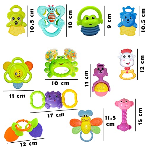 WISHKEY Plastic Colorful Non Toxic BPA Free Shake & Grab Rattles And