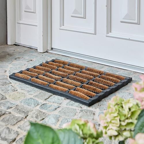 Carpido Paillasson antidérapant - Tapis de Porte en Caoutchouc & Coco - Lignes 40x60 cm pour...