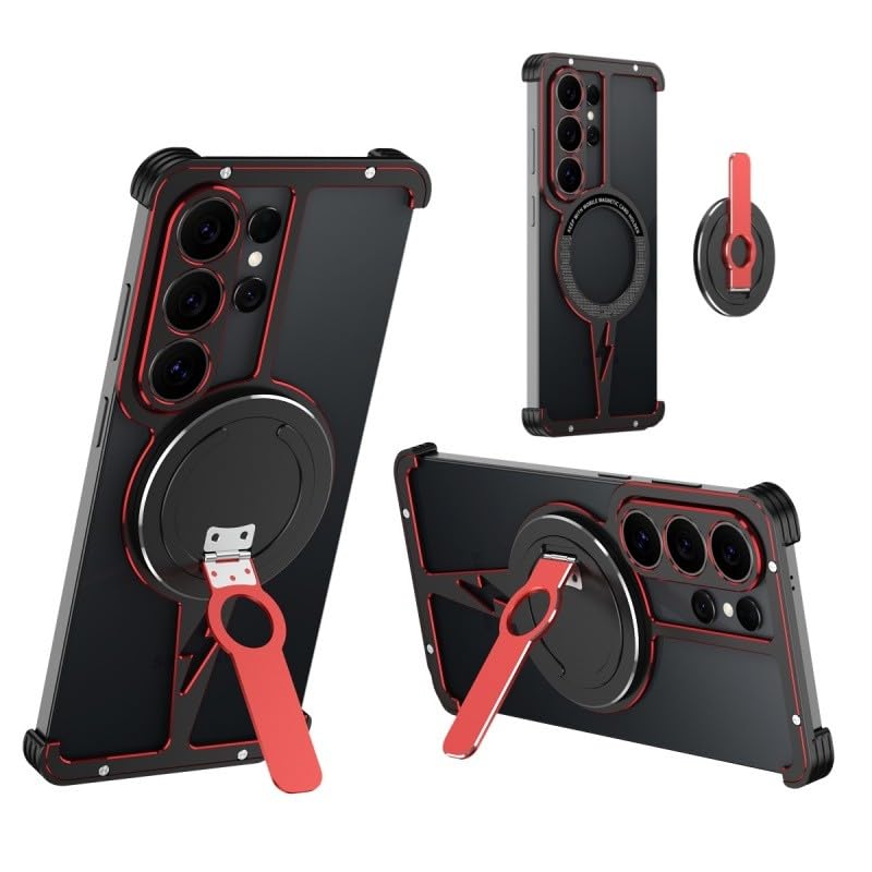 Coque Samsung S26 Ultra magnétique rigide métal noir rouge support antichoc bumper sans cadre