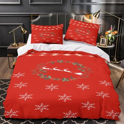 Parure de lit de Noël 200x200cm housse de couette microfibre