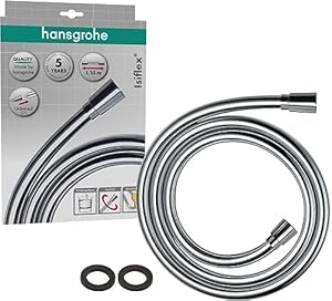 hansgrohe Isiflex - universal Duschschlauch 1, 25 m, mit Verdrehschutz, flexibler Brauseschlauch mit Knickschutz, inkl. Dichtungsringe, Chrom