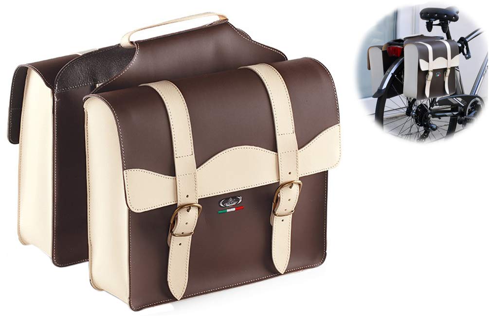 Borsa Da Bici Doppia Montegrappa 0024 – Fatta A Mano In Italia, Ecopelle, Nera – Ideale Per Viaggi
