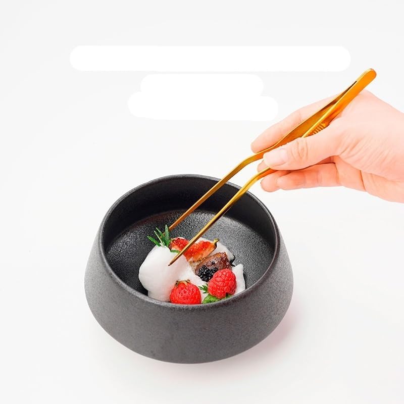 Ceramic Rice Bowl Black Frosted Goblet Household Soup Bowl Restaurant Noodle Bowl Dessert Bowl Ceramic Tableware(Medium)