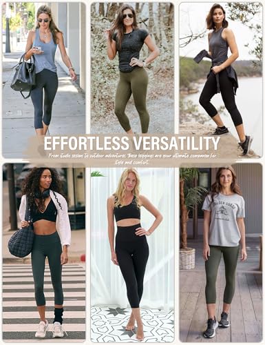Image of High Waisted Leggings with Pockets for Women Buttery Soft Full Length Capri Workout Yoga Pants