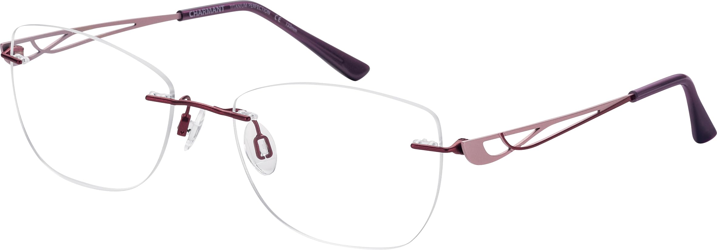 CHARMANT Brille mit Sehstärke für Damen optional mit Sonnenbrillentönung oder Blaulichtfilter, Rechteckig, gefertigt aus Titan (inklusive Brillenetui)