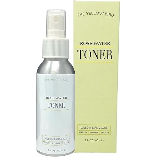 Yellow Bird - Tónico facial natural de agua de rosas – Spray de hidratación facial calmante, niebla de ajuste de maquillaje relajante, corteza de