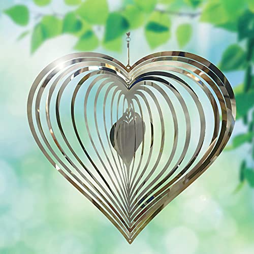 Lzaoa 3D Wind Spinners Outdoor Metal Decorations, Hanging Heart Stainless Steel Wind Spinners For Yard Art And Balcony Decor Garden Decorations, Kinetic Sculptures， Worth Gift Indoor Outdoor Garden #TOP5