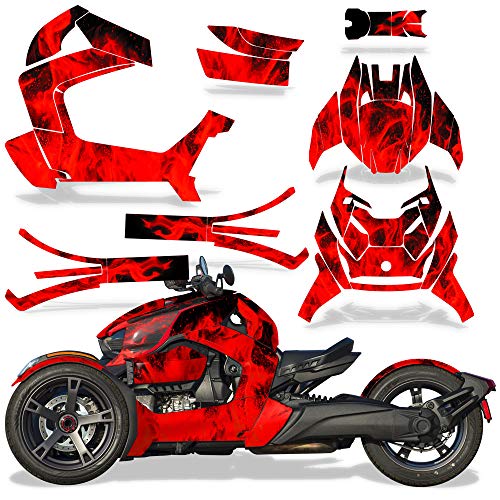 Wholesale Decals Roadster Graphics Full kit Sticker Decal Compatible with Can-Am Ryker 2018-2022 - Red Flames