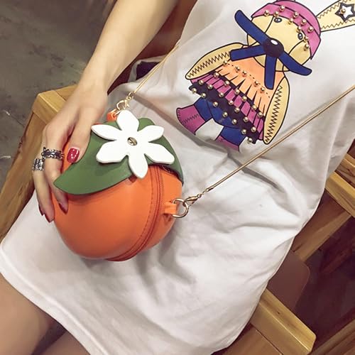 Orange Fruit Bag, 6inch PU Leather Orange Purse with Chain Strap, Small Orange Crossbody Purse, Orange Shaped Purse for Women Girls4