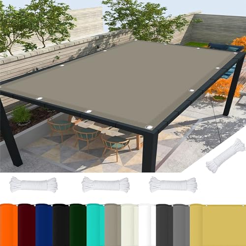 Sonnensegel Sonnenschutz Windschutz 3 x 9 m 98% UV Schutz Sonnensegel Terrassenüberdachung mit Ösen Und Kordel Reißfest für Balkon Terrasse Garten Camping, Khaki