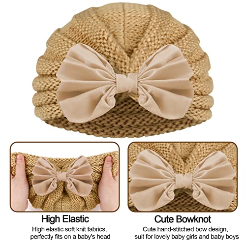 Onesing 2 Pairs Baby Turban Hats Baby Hats Soft Newborn Hats Knit Baby Beanie Cute Infant Winter Hat Stretch Newborn Turbans For Baby Girls Boys #TOP2