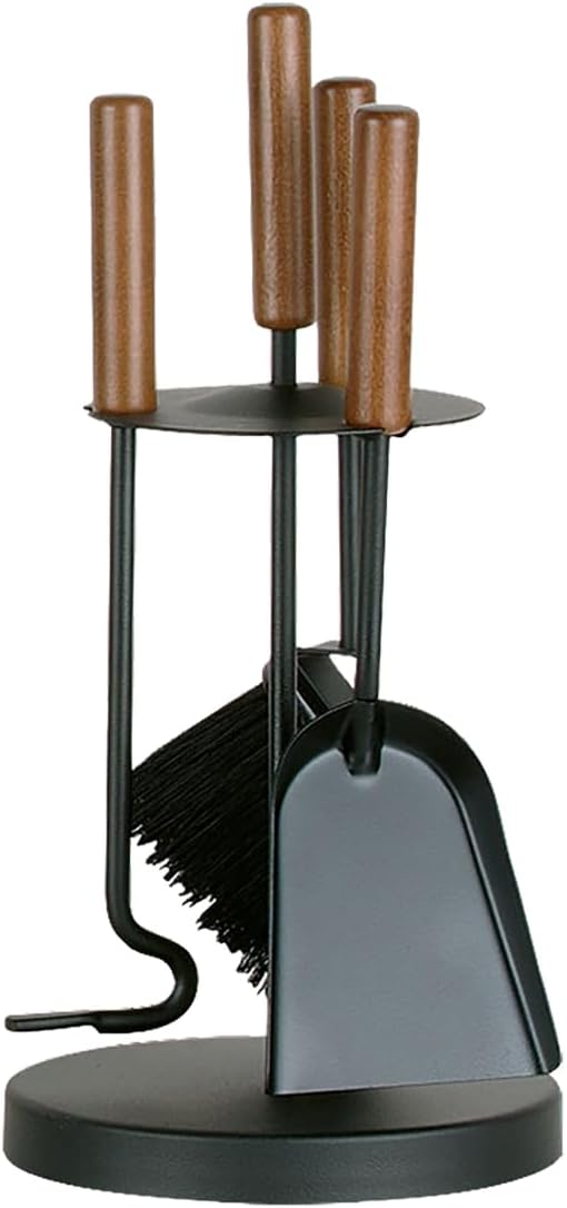 FIREFIX K2452 Small Fireplace Tool with Dark Wooden Handles, Black Coated