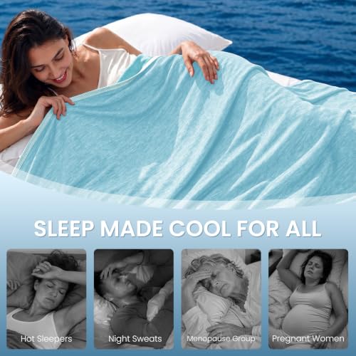 Image of Topcee Cooling Blanket (90 inchx90 inchQueen Size) for Night Sweats Absorbs Heat to Keep Adults Cool on Warm Nights, Q-Max 0.5 Cooling Blankets for Hot Sleepers, Ultra-Cool Lightweight Blanket for Bed