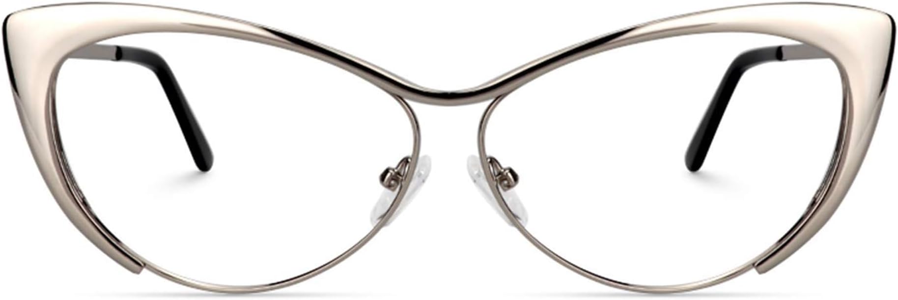 Zeelool Oversized Cat Eye Blue Light Blocking Glasses for Women Metal Eyewear Ellen VFM0176