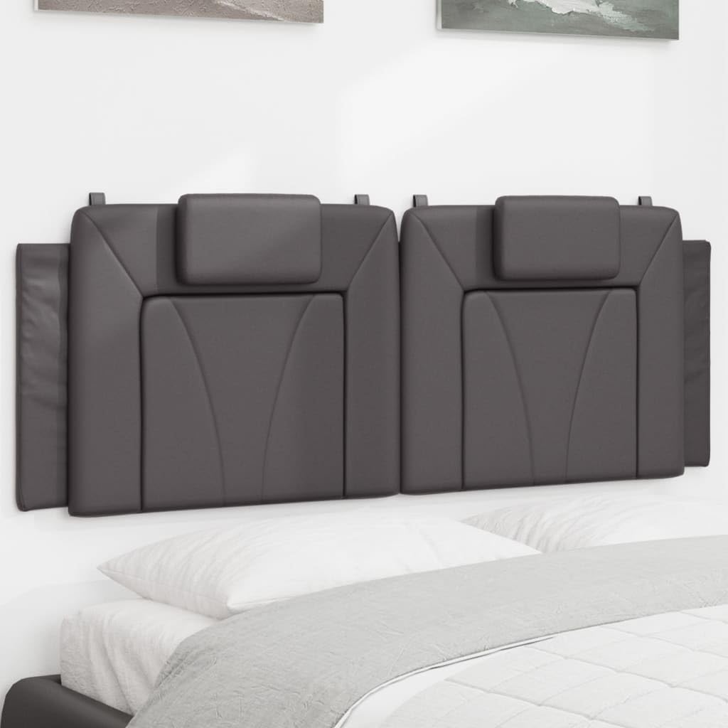 Coussin de tête de lit Gris 140 cm Similicuir,Tete de lit capitonnée,tête de lit à Poser au Sol