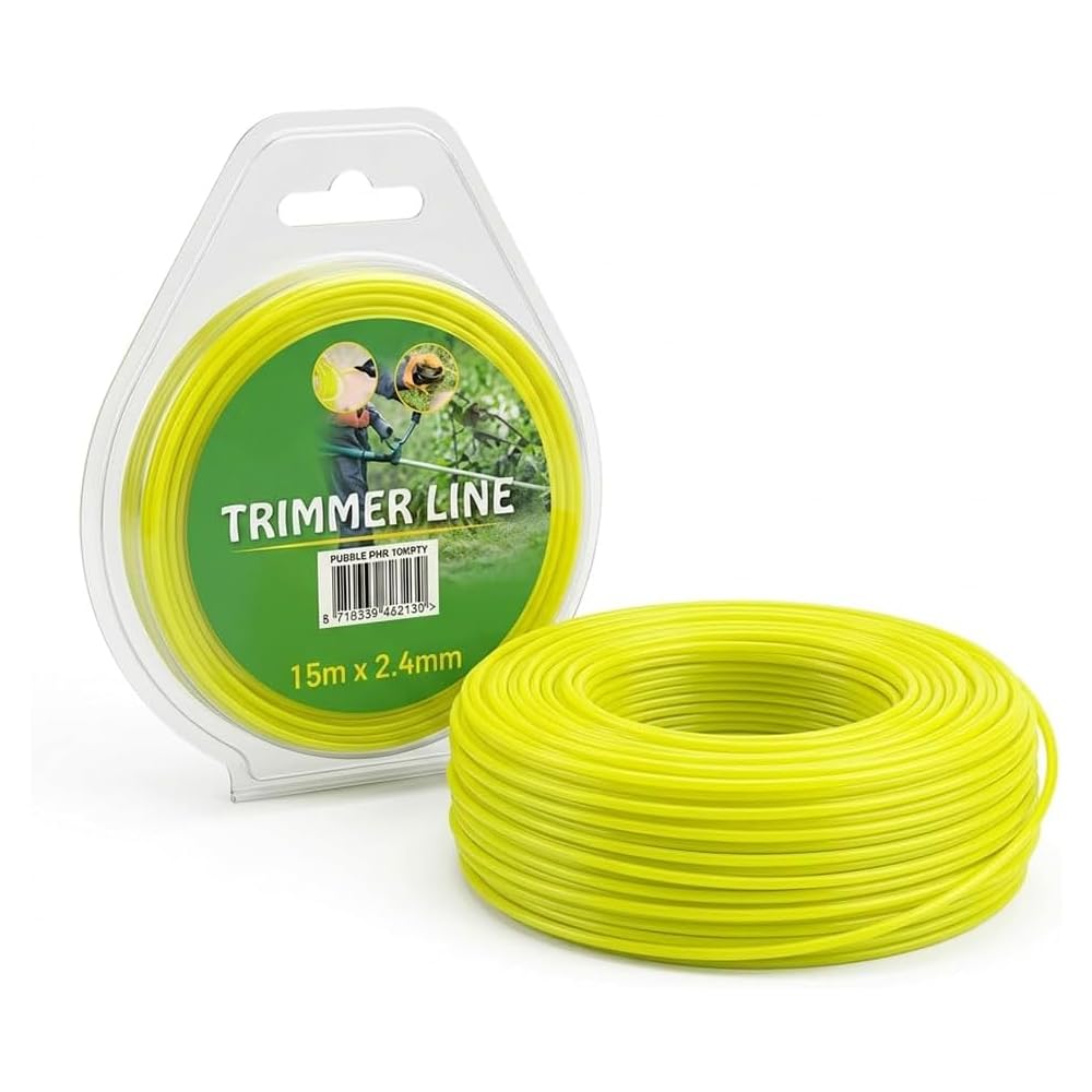 ZOPPER 2.4mm Strimmer Line 15m – Universal Nylon Trimmer Cord for Petrol & Electric Trimmers – Heavy Duty Strimmer Wire for Grass & Weed Cutting – Yellow