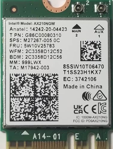 Image of Plugnet | Intel AX210NGW WiFi 6E Adapter, Tri-Band 2.4 /5 /6 GHz, Up to 2.4 Gbps, M.2 for PCs, Bluetooth 5.3, Windows 10 /11, Linux Compatible (for only Laptop)
