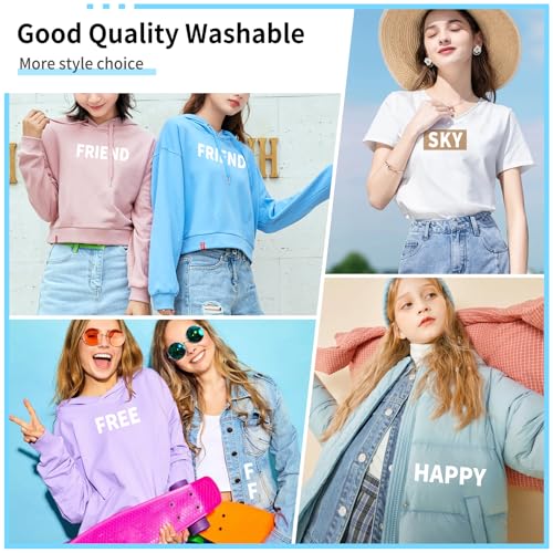 Image of 10 Sheets 440 Pieces Iron on Letters for Clothing, 2 Inch Heat Transfer Letters, White Iron on Vinyl Letters with A-Z PU Alphabets Sticker for Fabric, Jersey T-Shirt Printing DIY Craft