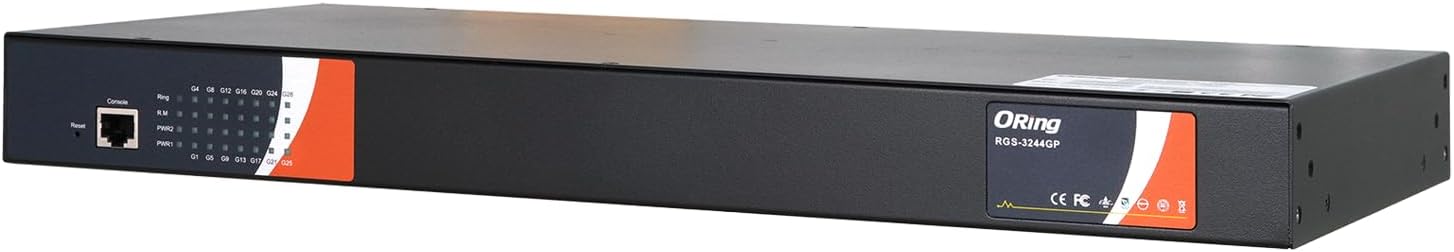 RGS-3244GP | 28-Port Rackmount Managed Gigabit Ethernet Switch | 24 RJ45 Ports + 4 SFP Slots, ORing Industrial Networking