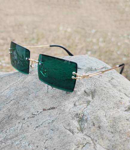 Image of Rectangle Sunglasses for Women Men Fashion Retro Rimless Frameless Tinted Lens Sun Glasses Shades 2026 Stylish