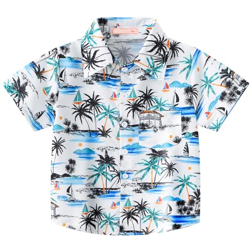 Chemise hawaïenne à manches courtes vêtement été en coton imprimé garçon 5-6 ans