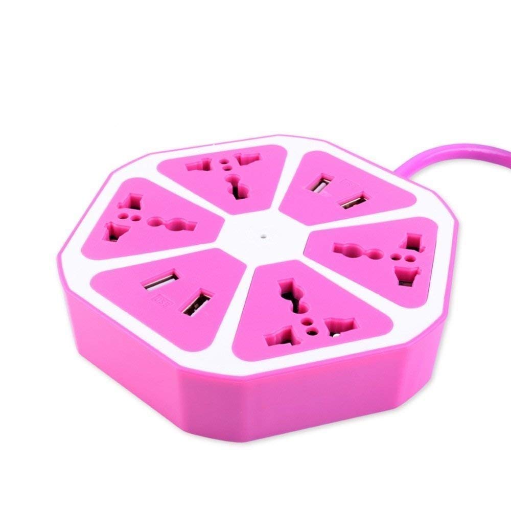 Surge-Protected Power Strip, Smart 4-Outlet with 4-USB Hexagon Creative Protector Socket with 6ft Cord for Home-image-36