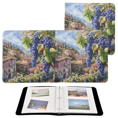 Álbum de fotos ALAZA Italy View Grapes, cubierta de cuero PU, anillado de 3 anillos, para bodas, viajes y recuerdos familiares miniatura 2
