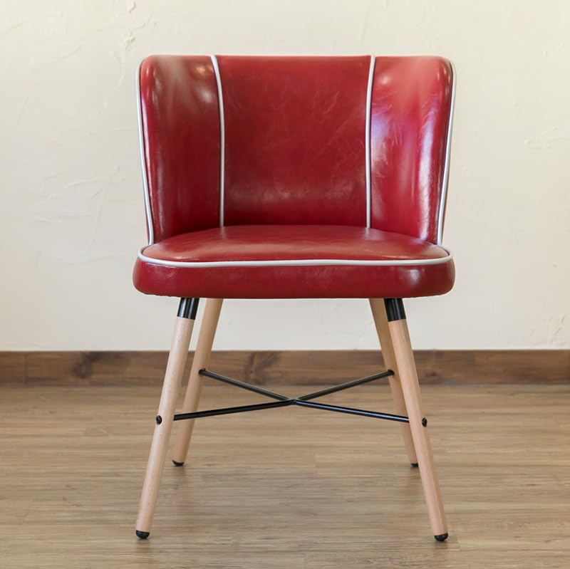Amazon｜Donovan ダイニングチェアー 木製 座面高46cm PUレザー レッド