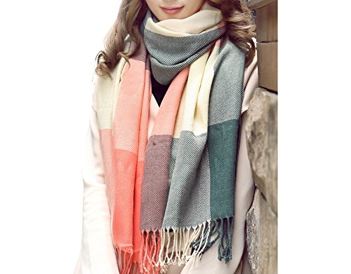 Women's Scarf, Fashion Long Shawl Big Grid Winter Warm Lattice Large Cashmere Scarf (A) #TOP2